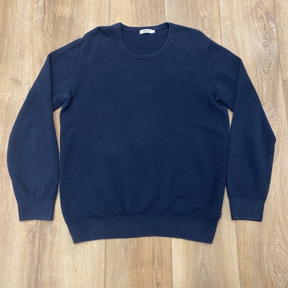 🌟J. LINDEBERG🌟MENS DEXTER CIRCLE STRUCTURE COTTON SWEATER NAVY SZ L - Picture 1 of 5